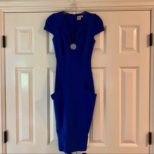 ASOS Form Fitting Blue Dress with Pencil Skirt